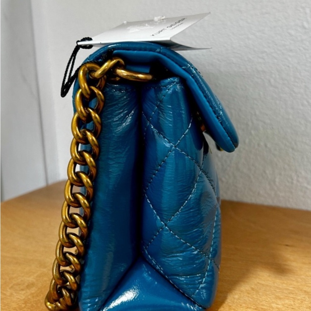 Kurt Geiger Blue Quilted Patent Leather Crossbody Bag - Picture 7 of 11